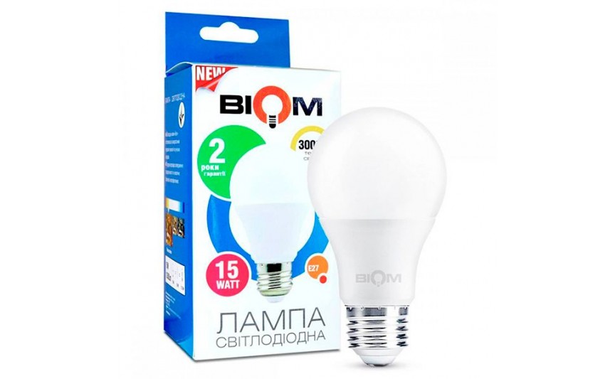 Світлодіодна лампа BIOM BT-516 А65 15W E27 4500K (Груша)